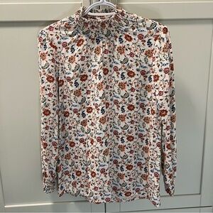 ALEXANDER JORDAN FLORAL TURTLENECK BLOUSE WOMEN'S SIZE MED STRETCH